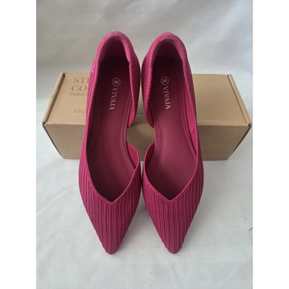VIVAIA Melia Pitaya Pink Pointed‎ Toe dOrsay Knit Flats EU 39 US 8 NEW